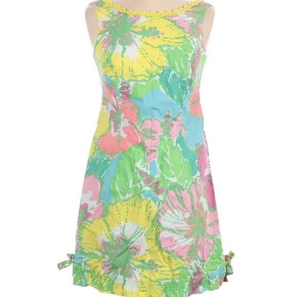 Lilly Pulitzer Delia Shorely Blue Big Flirt Shift Dress 0 - Picture 3 of 4